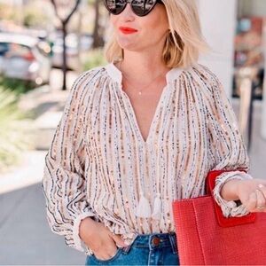 Johnny Was Jade Eden Sequin Top | Size Large